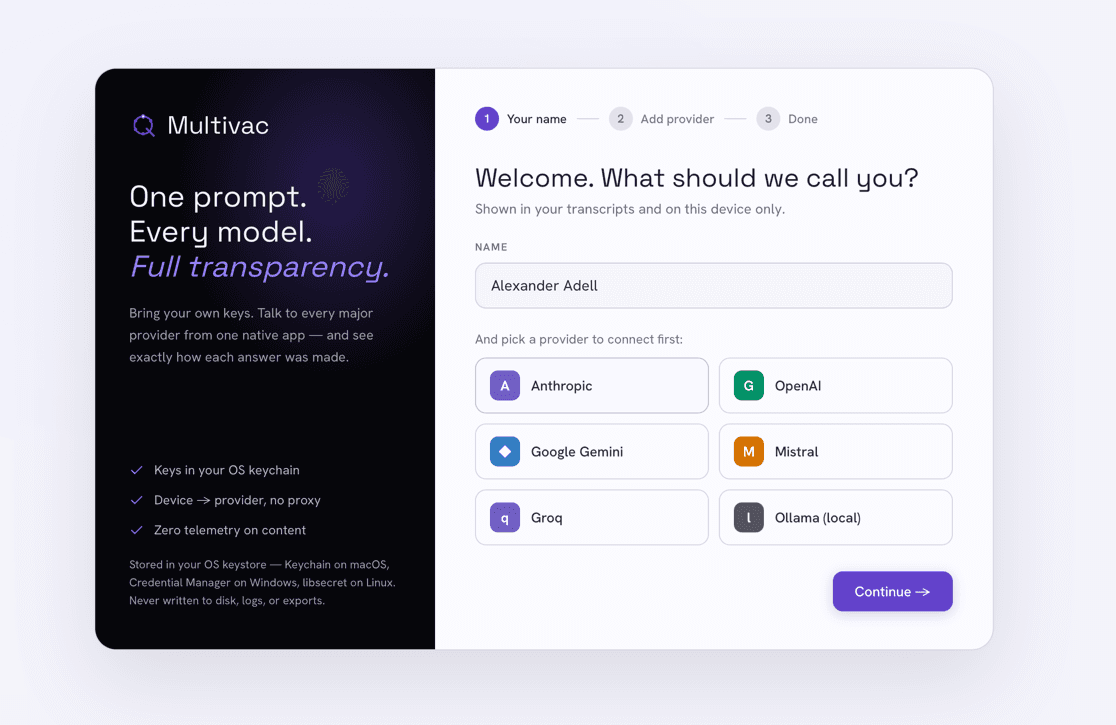 Multivac desktop app